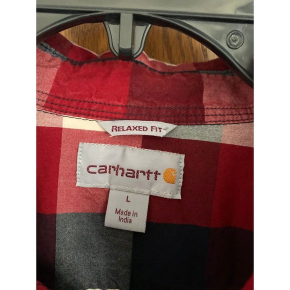Carhartt Check Short Sleeve Button Down Red L - Picture 2 of 3